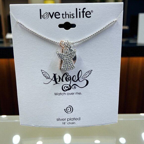 Love This Life Jewelry - Love This Life Angel Necklace Silver Plated Watch Over Me Gift Inspirational NWT